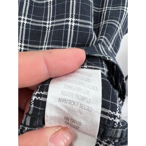 Johnston & Murphy Button-Down Dress Shirt Tailored Fit Blue Squares Men's Large - Picture 7 of 8